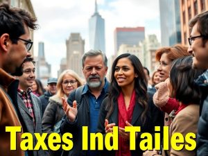 Discuții între cetățeni despre politici fiscale și impactul lor.